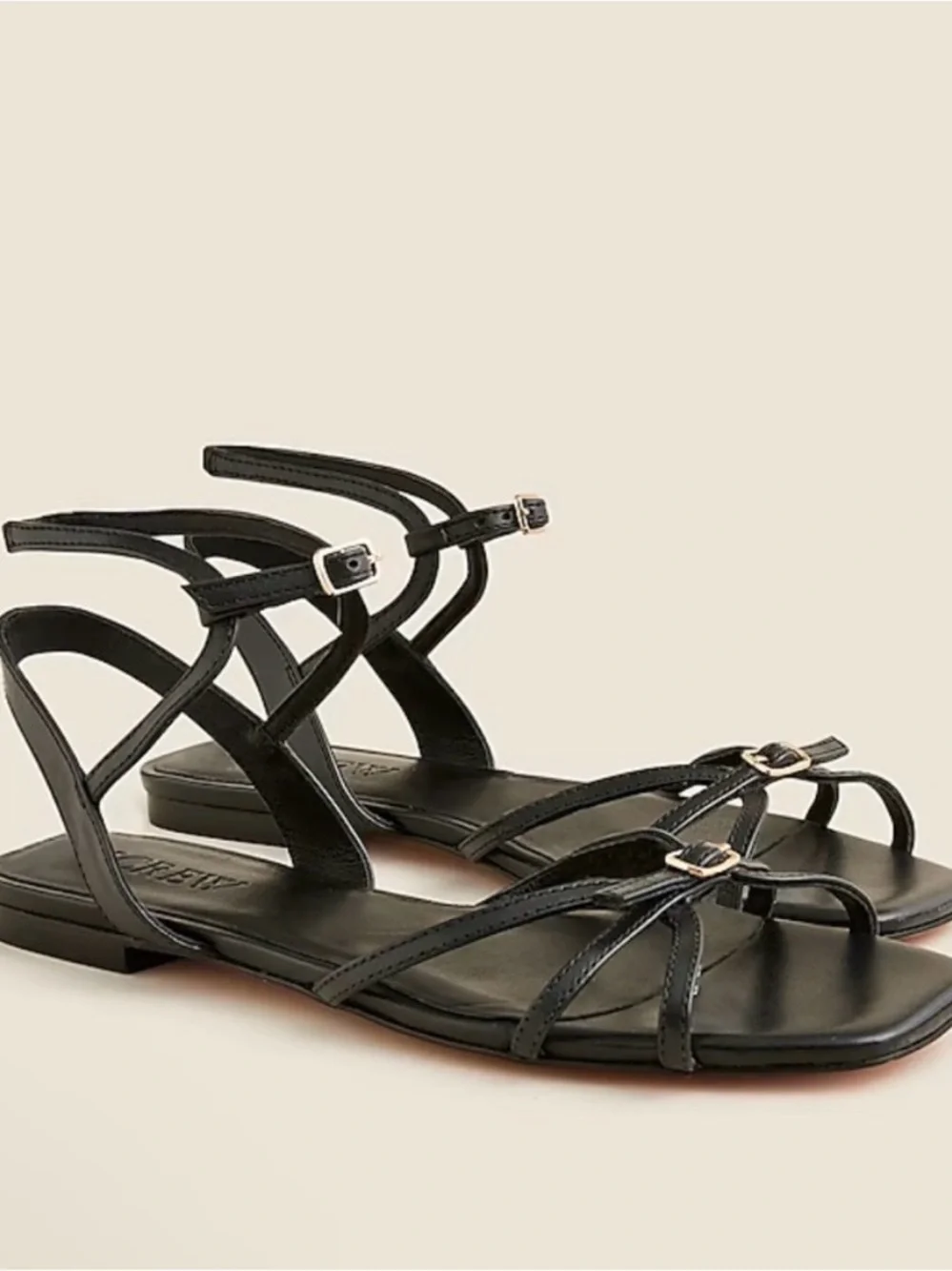 JCrew NIB New Capri Buckle Sandals in Leather Black